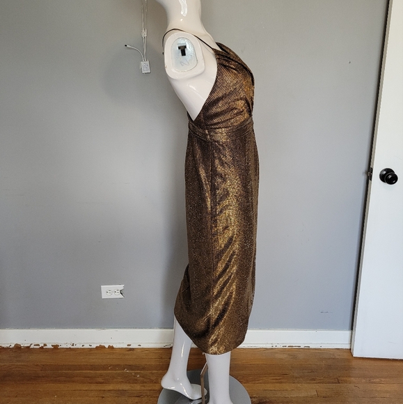 Urban Outfitters Ecote Solid Gold Metallic Tulle Mini Dress, VGUC, Size 2 - Picture 4 of 9